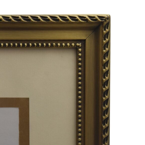 Burnes of Boston Gold Tone Picture Frame 8x10 Mat Beaded Rope Edge Vintage Style - Picture 3 of 6